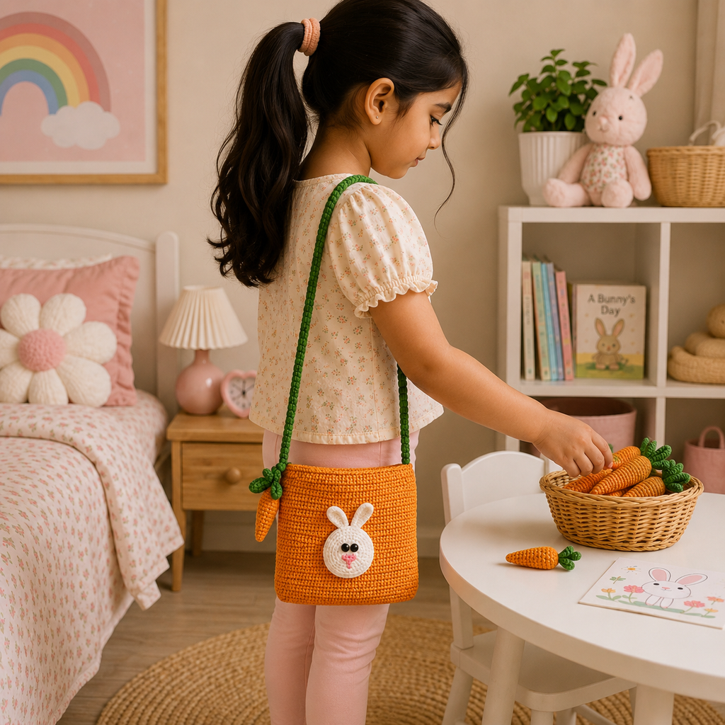 Orange Rabbit Crochet Bag