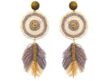 Cream Grey Crochet Earrings