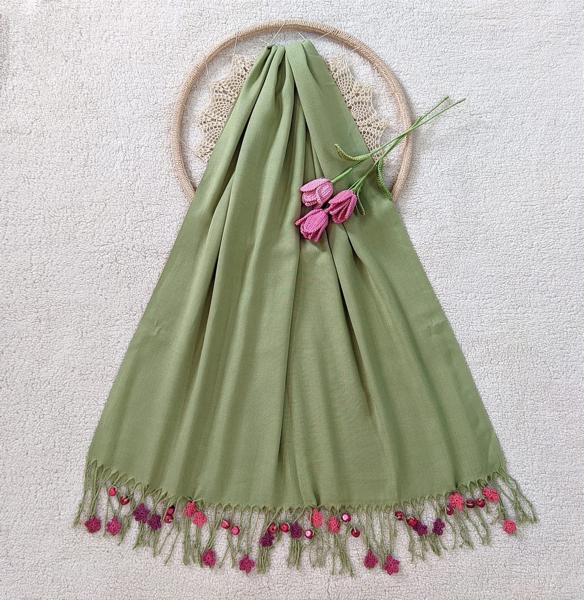 Green Crochet Stole